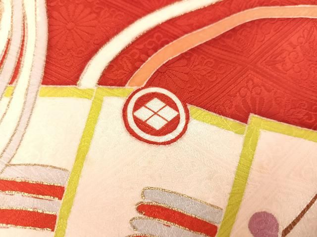 平和屋着物●豪華振袖　駒刺繍　檜扇花文　金彩　正絹　逸品　AABA7818ph 平和屋着物○豪華振袖 駒刺繍 檜扇花文 金彩 正絹 逸品 AABA7818ph