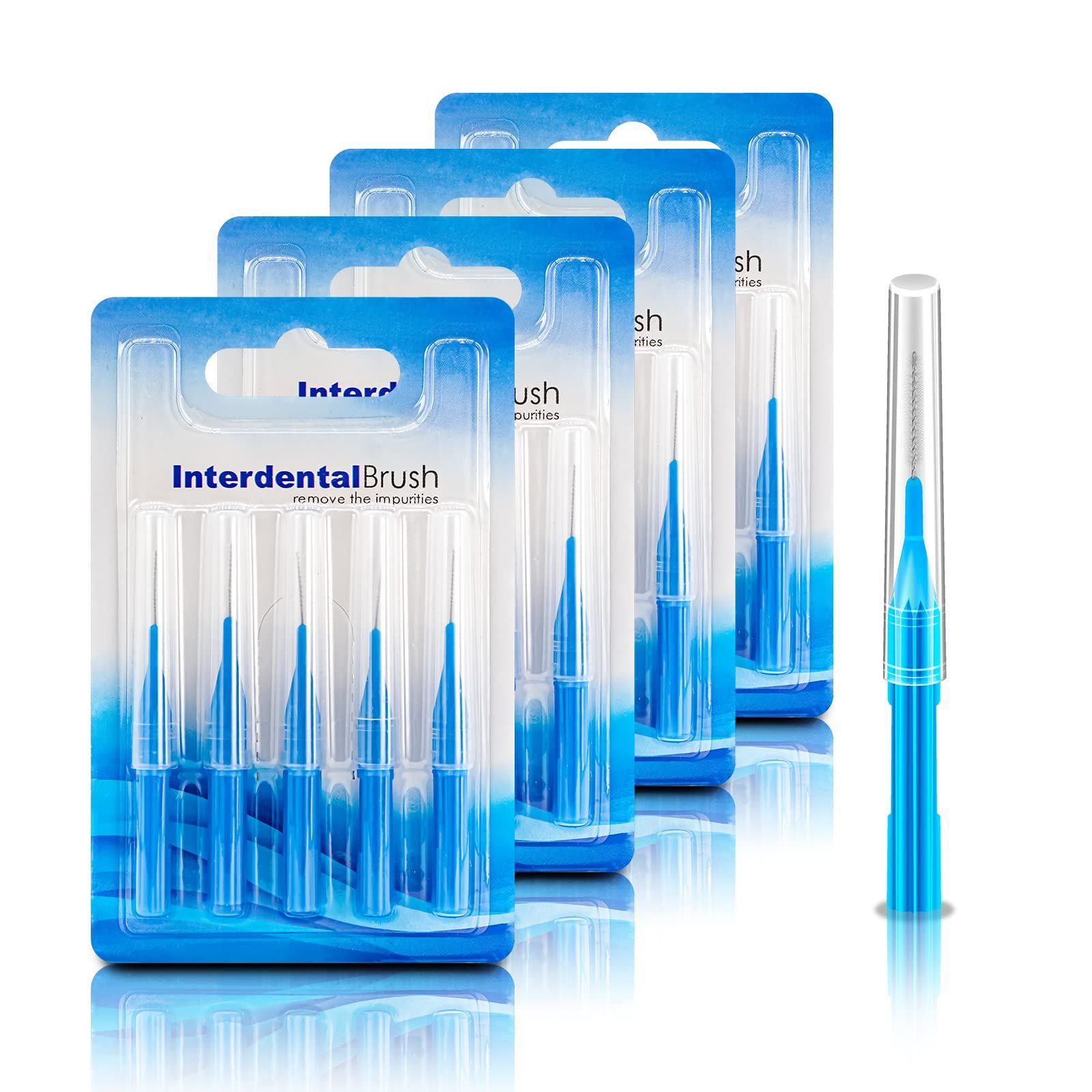 繰り返し使用 ブルー 高耐久性 歯間清掃 ようじ 歯間 携帯用 しかんブラシ 細タイプ やわらか しかんぶらし i字型 20本入 SSS-M 歯間ブラシ