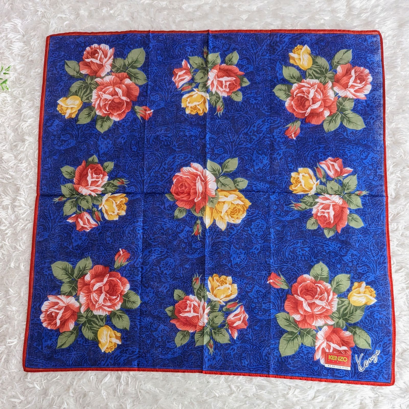 未使用品 KENZO ケンゾー ハンカチ 2枚セット 花柄 バラ ブルー 青色 