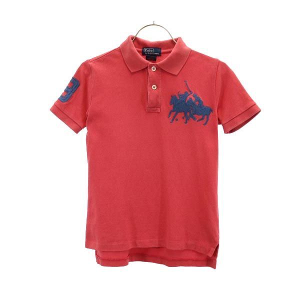 ポロバイラルフローレン 半袖 ポロシャツ 6 オレンジ系 Polo by Ralph Lauren 鹿の子 ロゴ刺繍 キッズ 【中古】  【230818】
