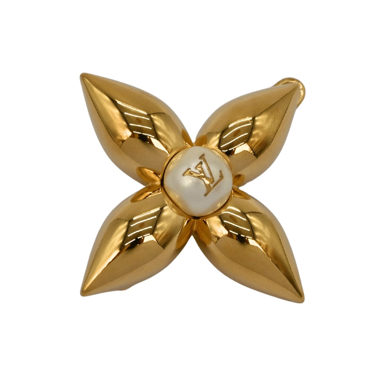 LOUIS VUITTON ルイヴィトン ルイザ ポンティフラワー バレッタ ゴールド 金具 フェイクパール ヘア M02085 19108