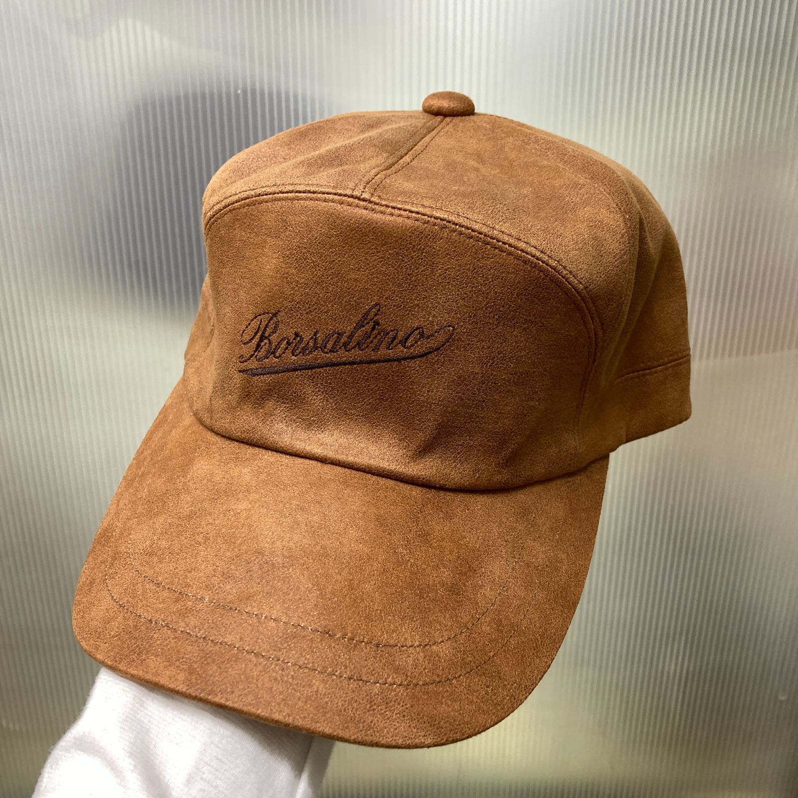 【レア美品】ボルサリーノイタリア製アルパカウールキャップ Borsalino ボルサリーノ 合皮キャップ キャップ 革キャップ