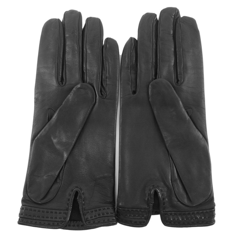 美品 HERMES エルメス ケリー金具 レザー 手袋 ブラック 7サイズ