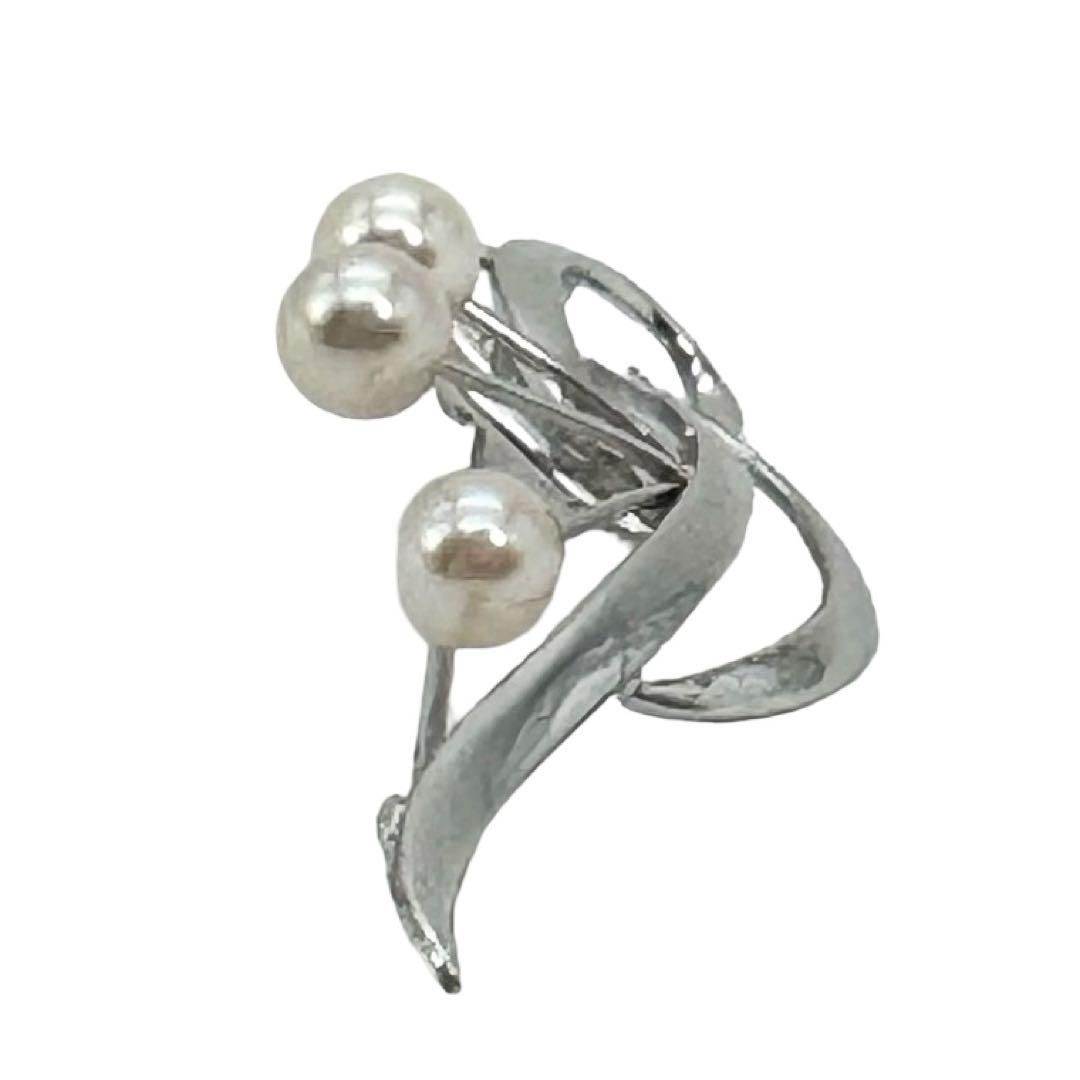 MIKIMOTO ミキモト 本真珠 6mm×3粒 アコヤパール SV925 ピンブローチ