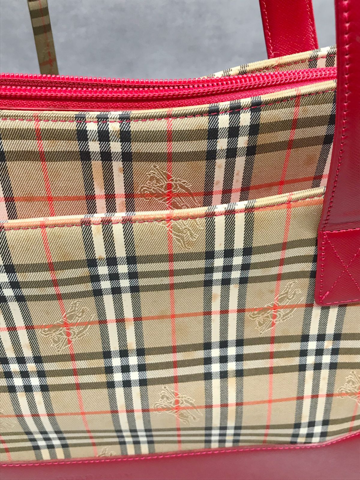 MK77△BURBERRY バーバリー トートバッグ ノバチェック シャドーホース