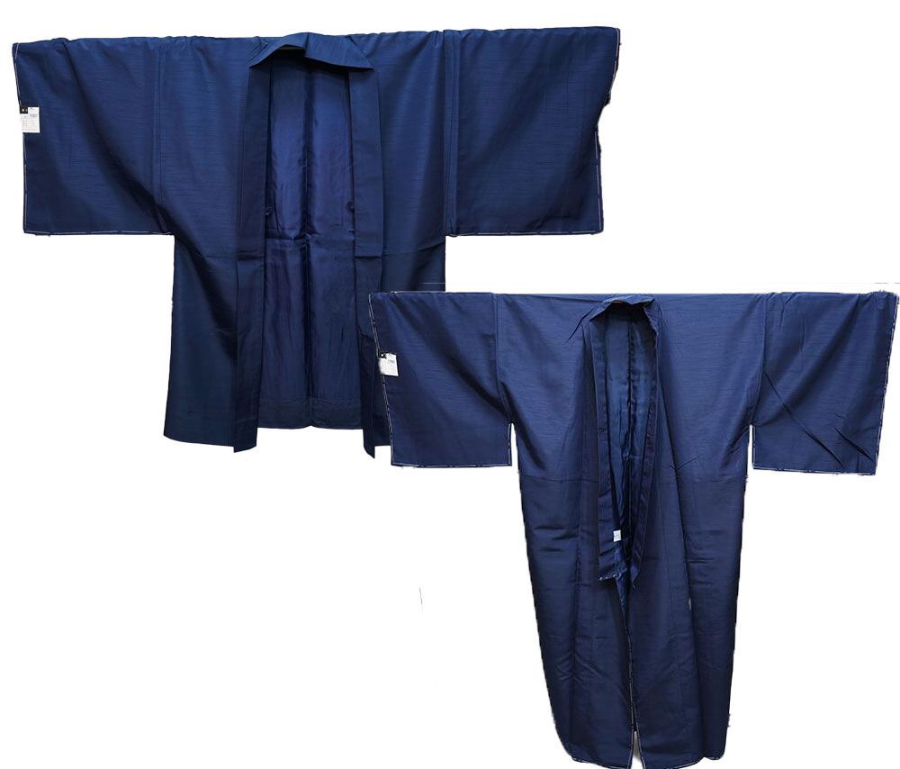 羽織と着物セット 単品 袷 紺色 男性用 S|M|L|LL|3Lサイズ 紋入れ可 NO29660-7
