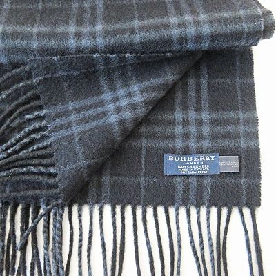 バーバリー ロンドン BURBERRY LONDON 美品 カシミヤ マフラー ストール ノバチェック フリンジ 黒 ネイビー 1229 - メルカリ