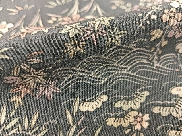 平和屋着物▽上質な小紋 単衣 立波松竹梅花文 正絹 逸品 BAAS8059yc