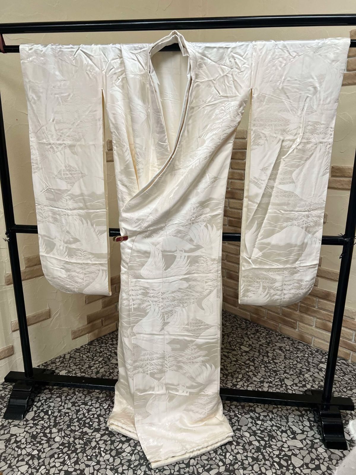 貸衣装処分品花嫁 掛下 掛下帯 揃い セット 正絹 鶴と森