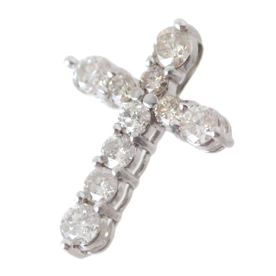 クロス 十字架 ダイヤモンド 10石 1.00ct ペンダントトップ K14WG 14金