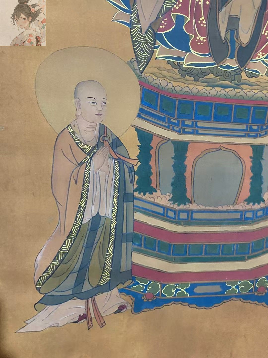 中国 明時代 唐寅 歩渓圖 絹本 原色複製 ◇検故宮博物館◇ 一鼎軒0926