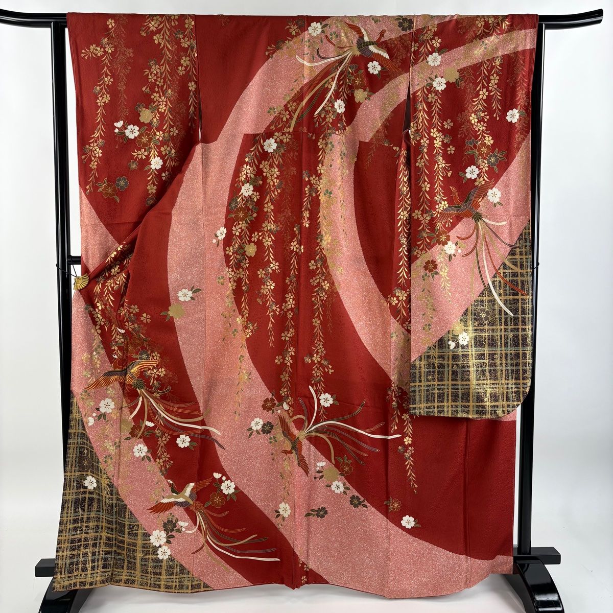 振袖　美品　身丈156cm　裄丈64.5cm　成人式　結婚式　正絹　MM59 振袖 身丈178cm 裄丈64cm M 袷 御所車 菊 総絞り 朱色 正絹 美品