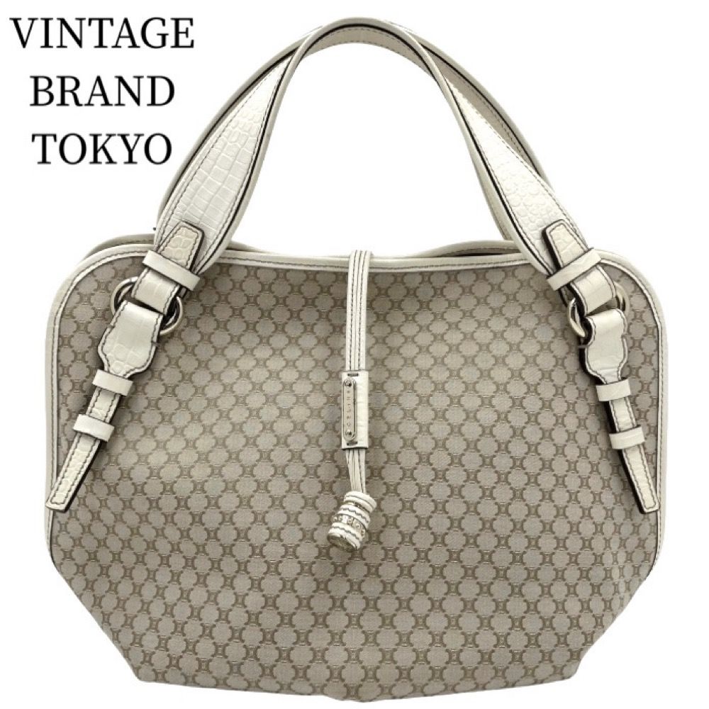 CELINE ハンドバッグマカダムクロコ型押しビタースウィート金具