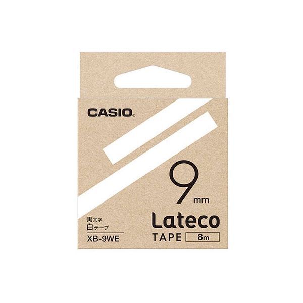 カシオ計算機 Lateco 詰め替え用テープ 9mm 白テープ 黒文字 XB-9WEX5