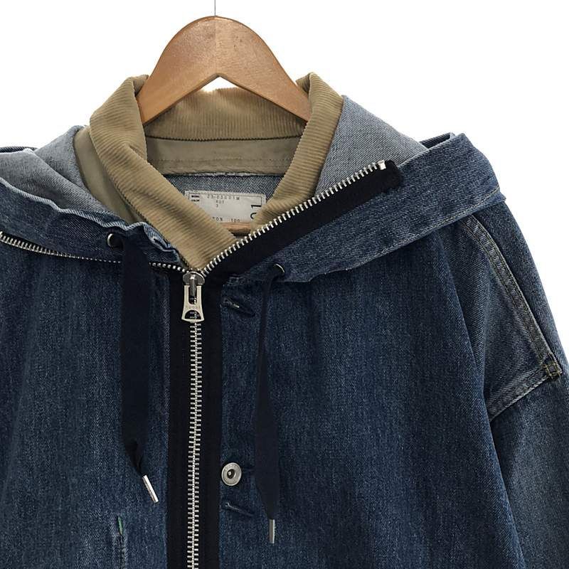 美品sacaiサカイフーデットブルゾン23ss デニムジャケット sacai / サカイ | 2023SS | Denim Hooded Blouson / レイヤード デニム