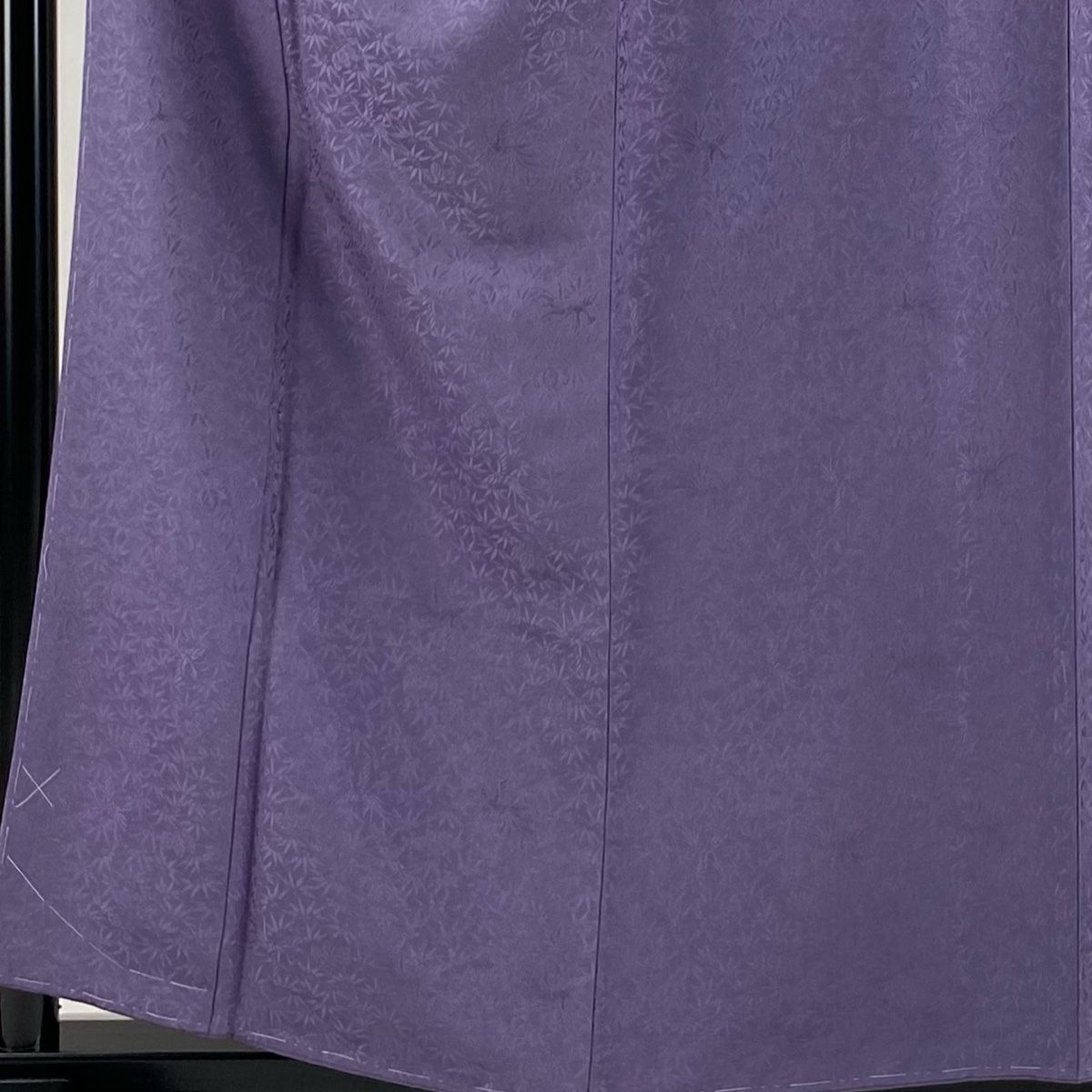 色無地 身丈158cm 裄丈63.5cm S 袷 落款 地紋 紫 正絹 秀品