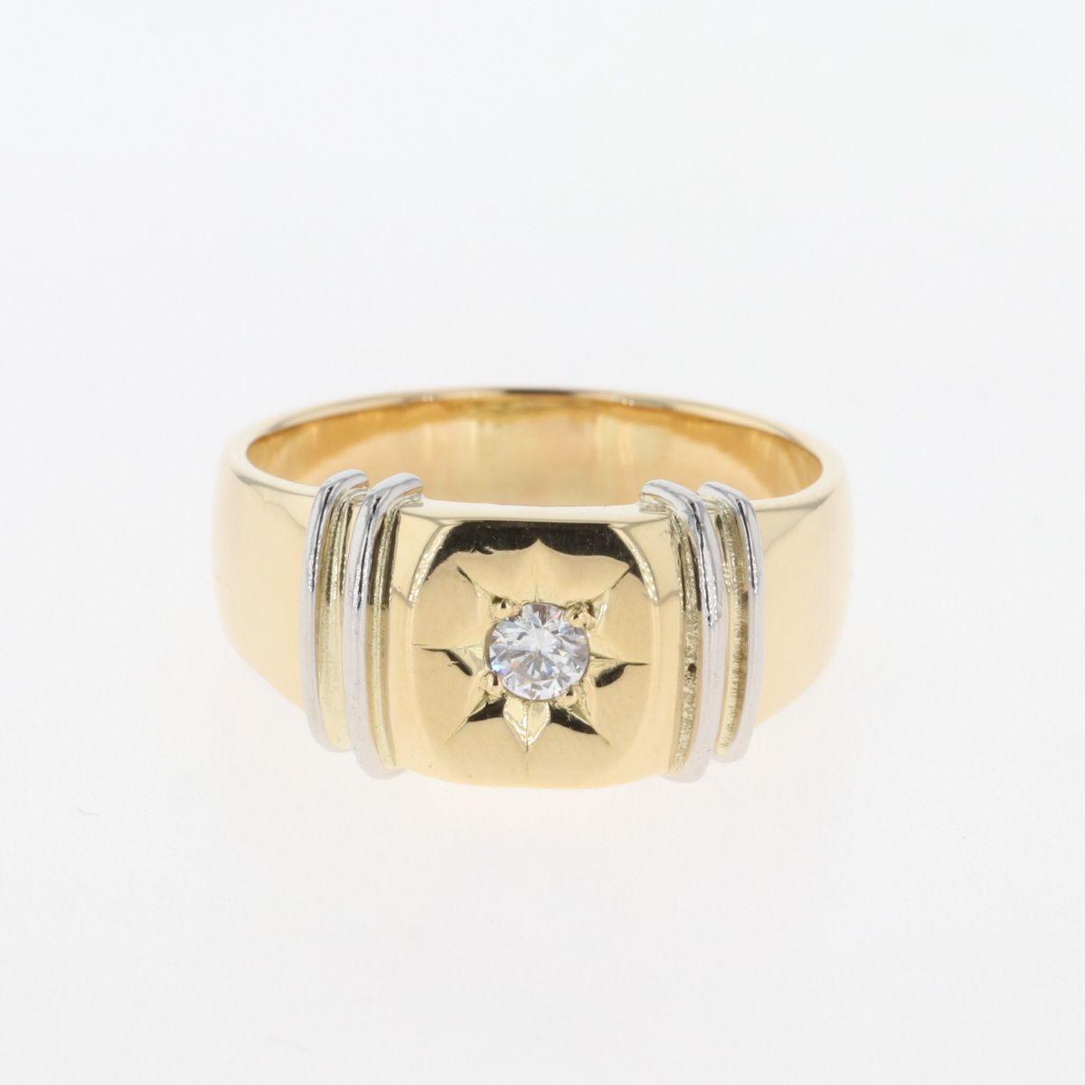 メレダイヤ デザインリング YG イエローゴールド 指輪 プラチナ リング 