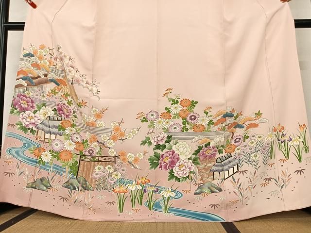 平和屋着物○訪問着 友禅 松竹梅御所車文 暈し染め 金彩 正絹 逸品