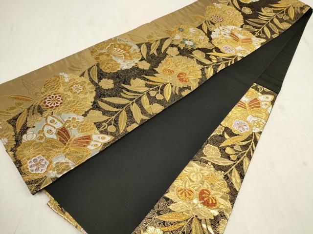 ◆S638◆両面全通柄　袋帯　古典柄　葡萄蔓にりす　竹に鳩　丸帯　正絹　着物帯 ◇S638◇両面全通柄袋帯古典柄葡萄蔓にりす竹に鳩丸帯正絹着物帯