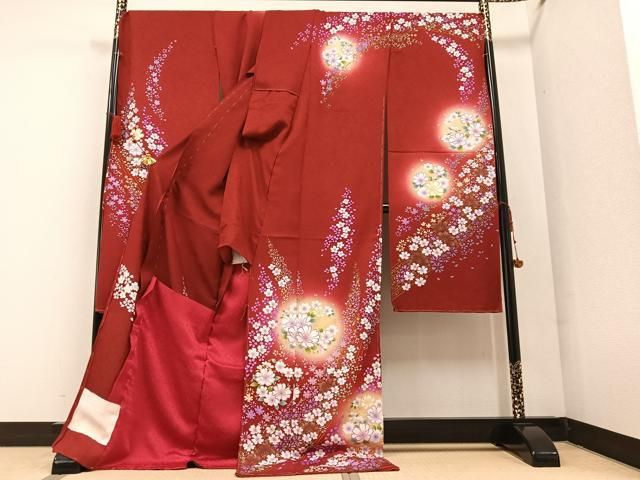 正絹　高級　長襦袢　無双袖仕立　舞花間道　菱地　暈し染め　衣紋抜き　トールさんも 平和屋着物○豪華振袖 舞花文 暈し染め 金彩 仮絵羽 逸品 未使用