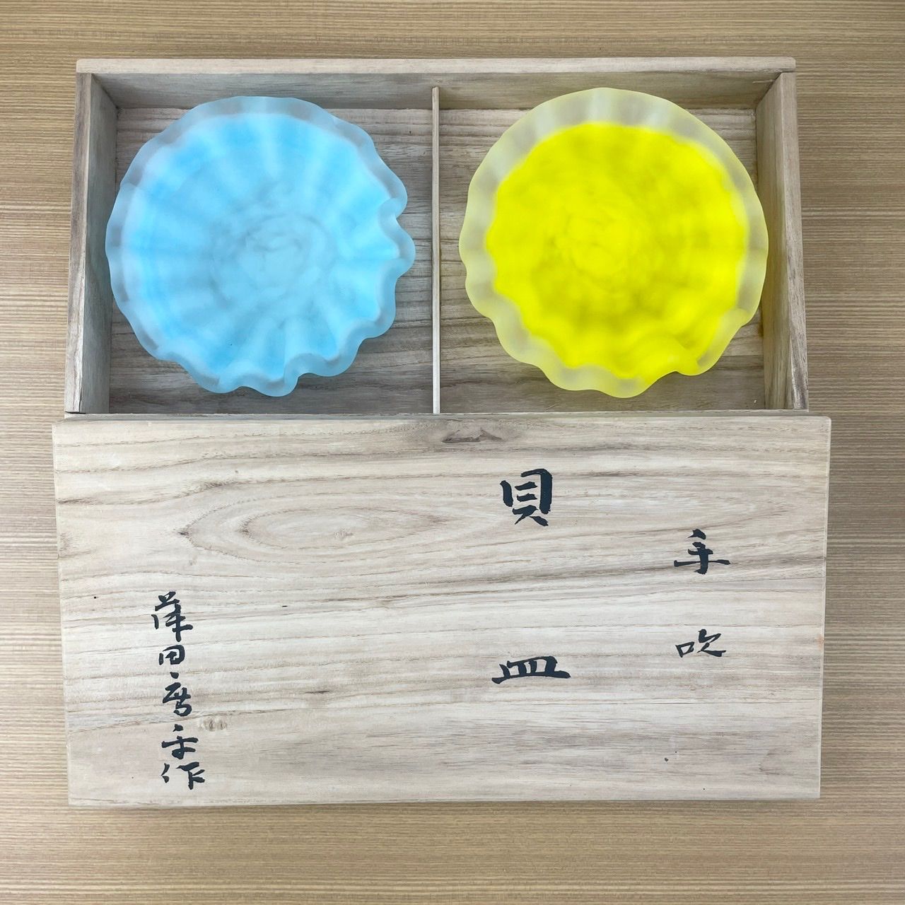 藤田喬平作 貝皿 手吹きガラス Sold Out】藤田喬平「手吹貝皿（青）」 | アトリエウチノ