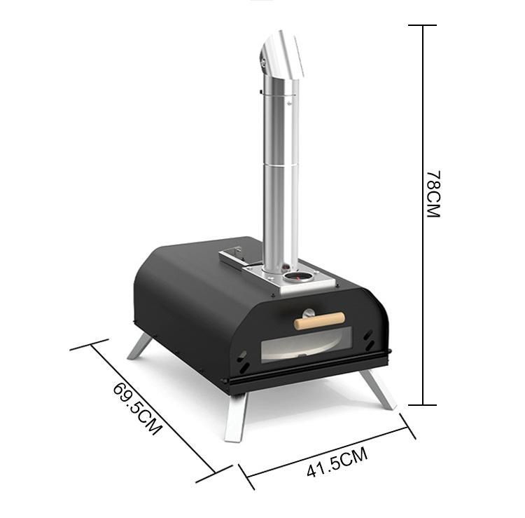 12インチ手動回転ピザオーブン 温度計付き 折りたたみ式 携帯 家庭用 業務用ピザオーブン