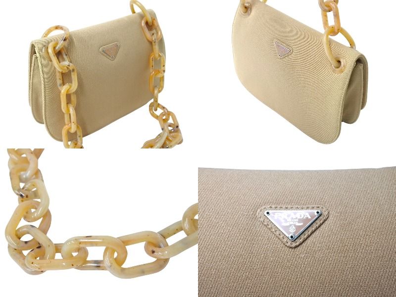 PRADA プラダ プラチェーン ショルダーバッグ B6436 べっ甲柄 ベージュ