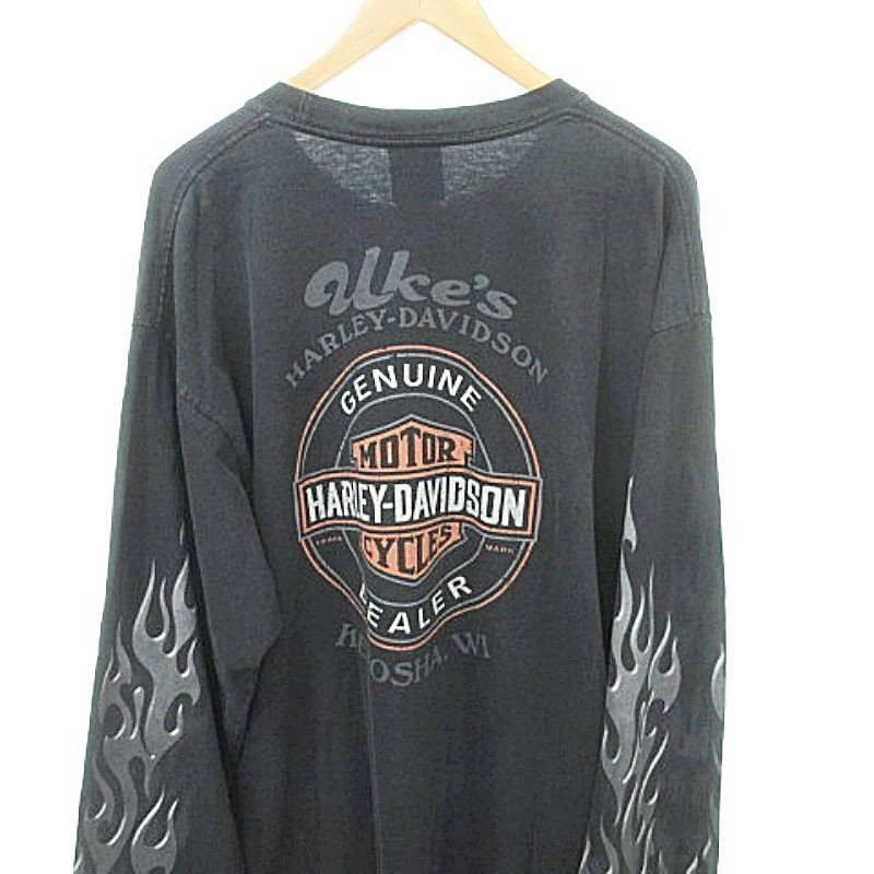 HARLEY DAVIDSON ファイヤーパターン アームプリント 長袖Tシャツ ハーレーダビッドソン HARLEY DAVIDSON アームプリント ファイヤー T