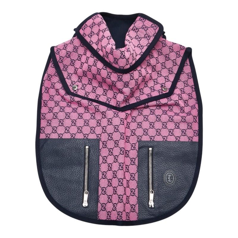 グッチ GGキャンバス ドッグウェア ペット用品 サイズ L 695730 ピンク ネイビー キャンバス レザー レディース GUCCI 1-0202612