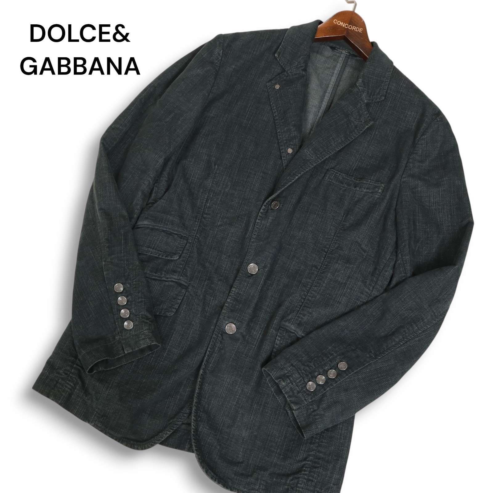 DOLCE＆GABBANA ドルチェ＆ガッバーナ 通年 メタル釦 カジュアル アンコン テーラード ジャケット Sz.44 メンズ