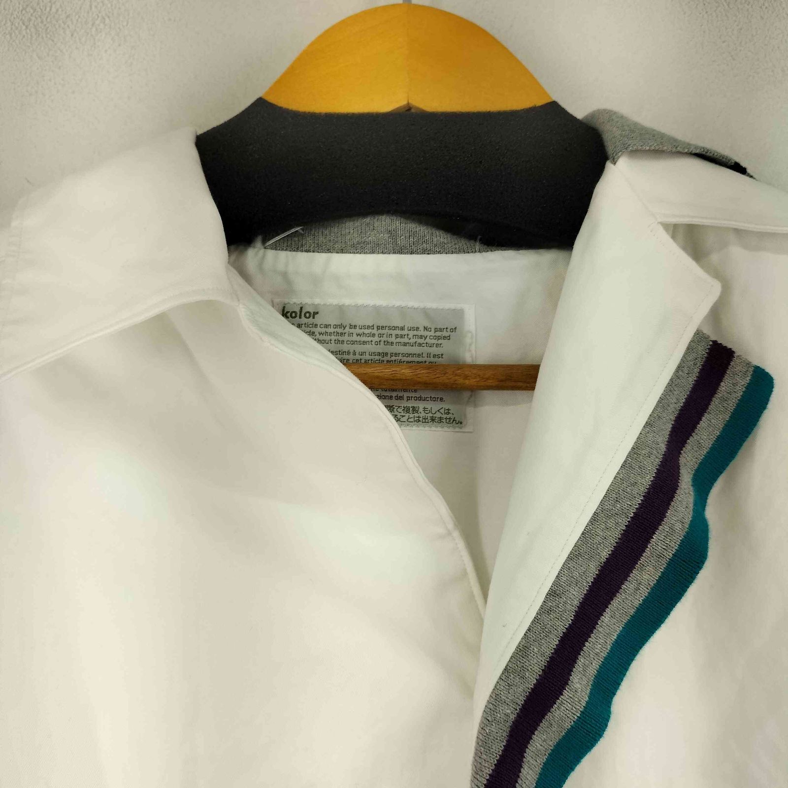 カラー kolor 22SS Rib Docking S/S Shirts ドッキングストライプ