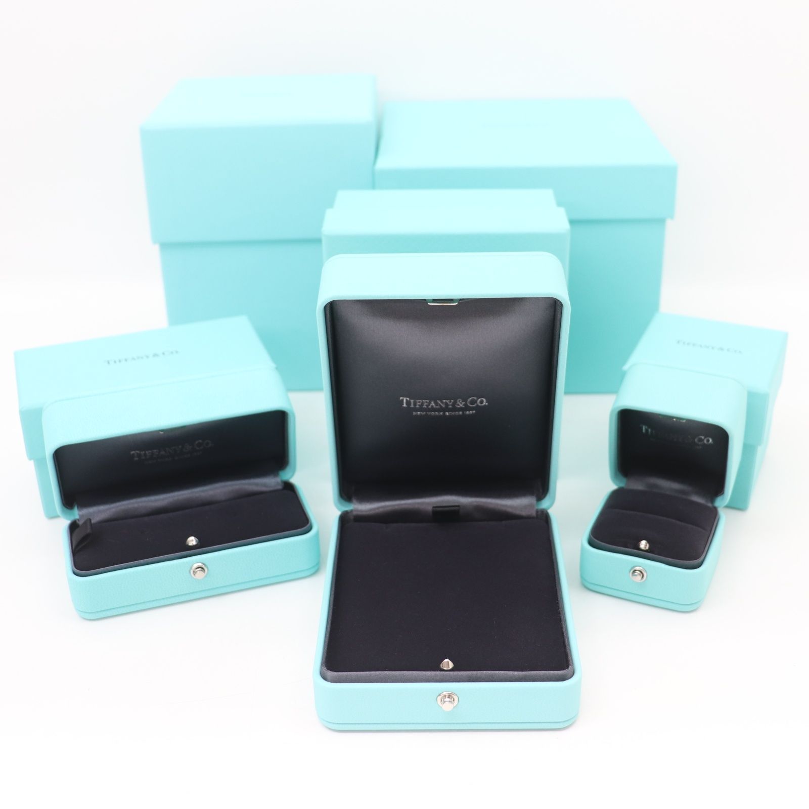 ITLXGQSX8GCA TIFFANY-Co ティファニー ジュエリー ネックレス ピアス リング ブルー ボックス ケース 空箱 セット 5点