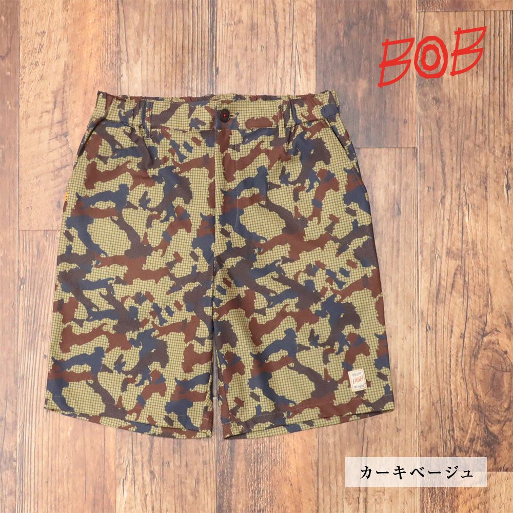 春夏|BOB|Lサイズ|イージー ハーフパンツ 074833301 FLEXDRY 通気性 吸水速乾 迷彩柄 ゴルフ |カーキベージュ|ka191|