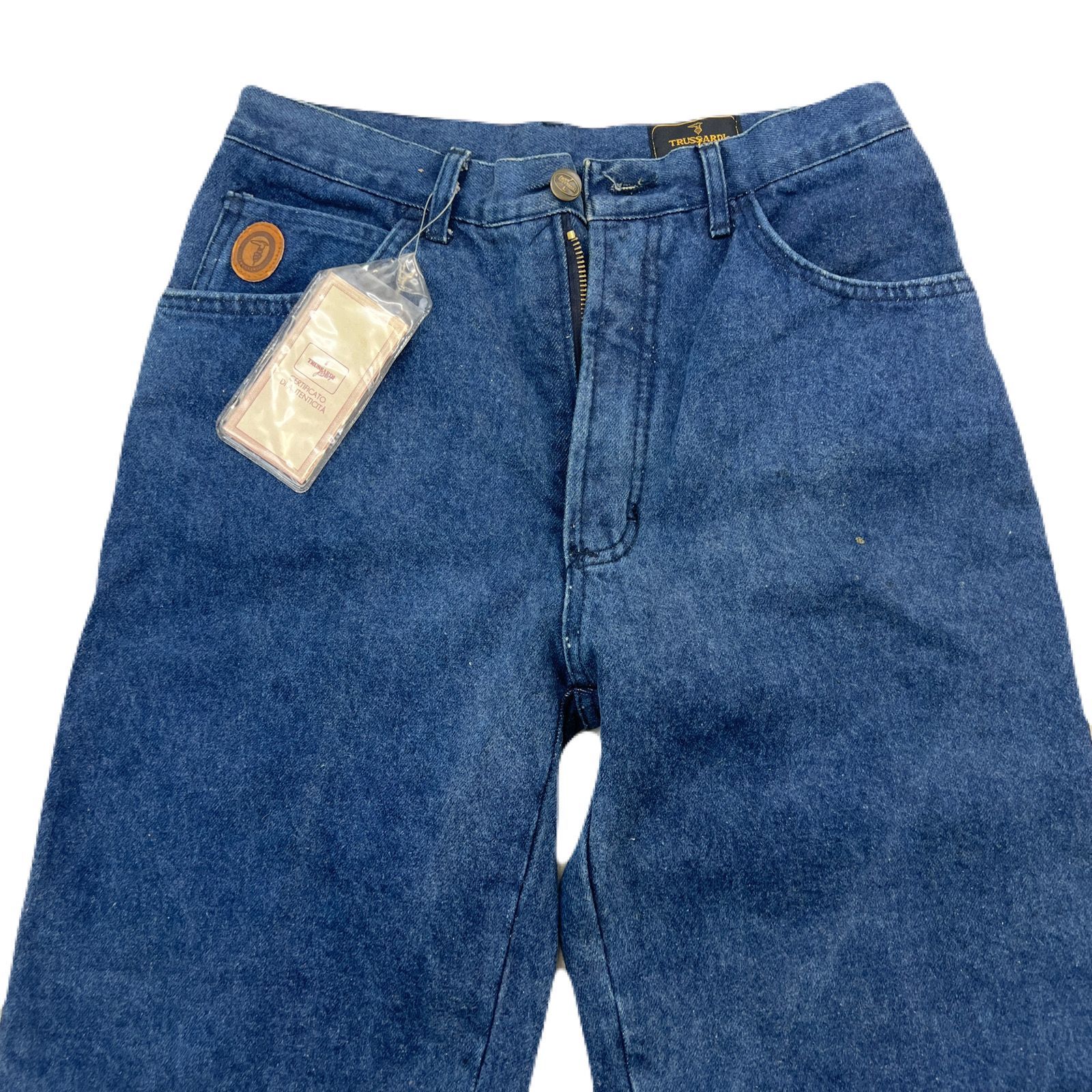 TRUSSARDIのデニムジャンバ－　46 80s 90s TRUSSARDI トラサルディ 豪華刺繍 デニムパンツ 46