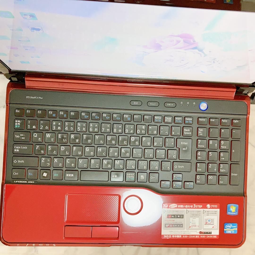 新品SSD Wi-Fi有 レッド 赤 ノートパソコン 15.6型 富士通 AH700/5A 中古良品 Core i5 4GB Blu-ray 無線 webカメラ Windows10 Office 新品SSD Wi-Fi有 レッド 赤 ノートパソコン 15.6型 富士通 AH700/5A