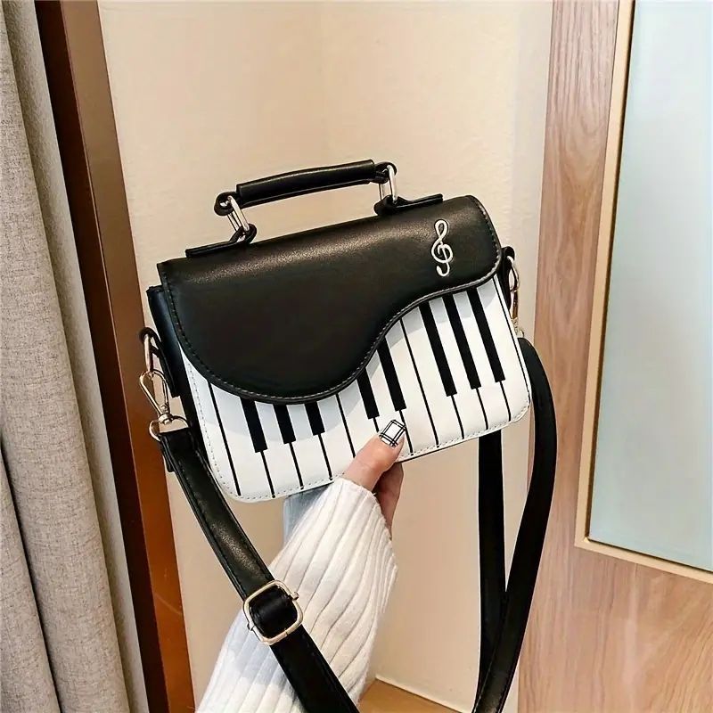 音楽好きのためのシックなピアノデザインショルダーバッグ