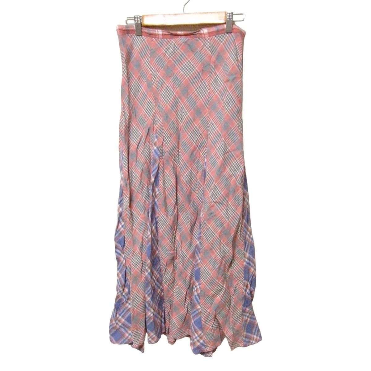 ラルフローレンデニム-サプライ ロングスカート サイズ8 M レディース - レッド×グレー×マルチ マキシ丈|麻|チェック柄