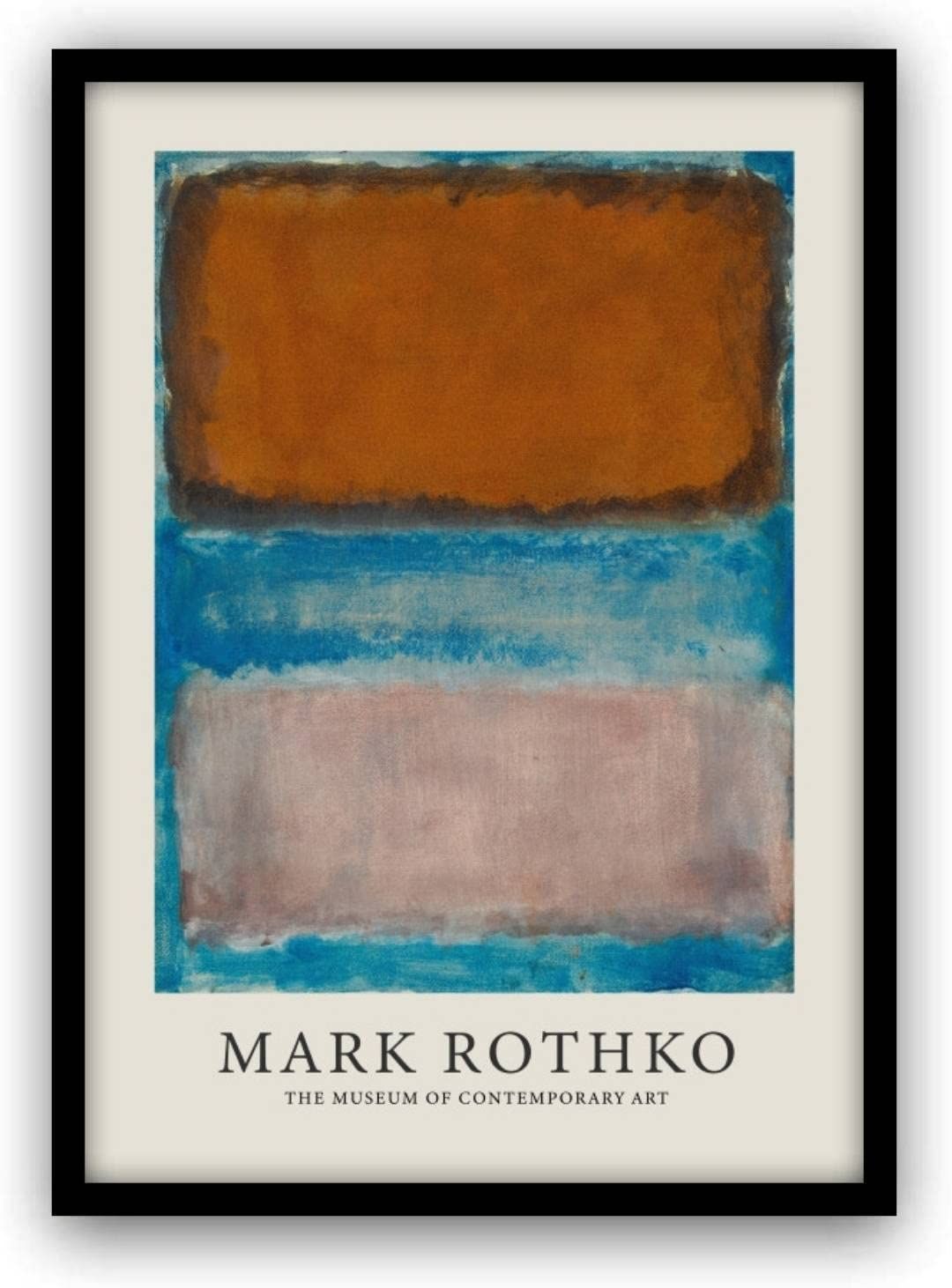 Rothko 抽象画 Mark 絵画 マリンブルーブラウン ポスター… NO.5 A4サイズ黒フレーム付き マークロスコ