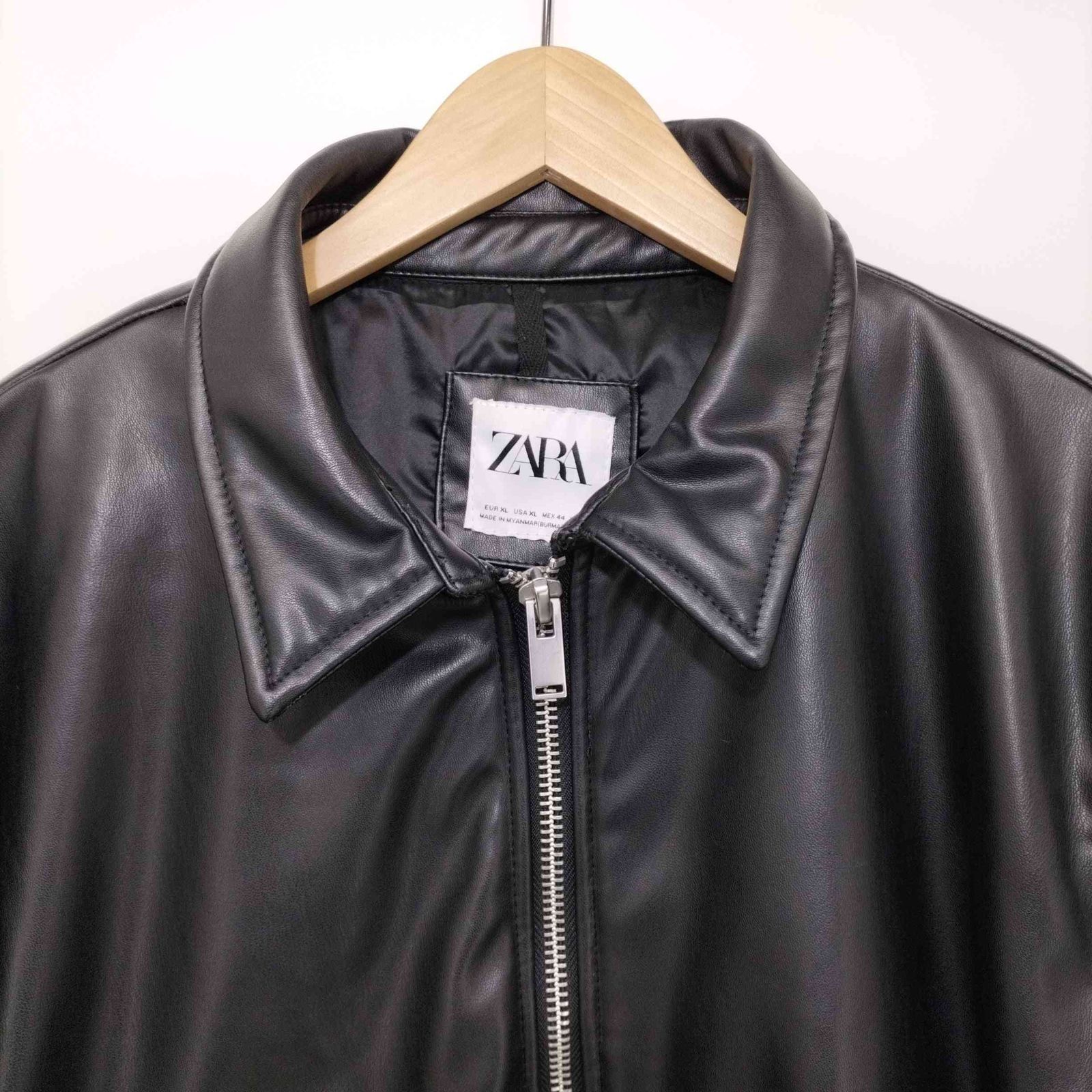 ZARA♡フェイクレザーボンバージャケット xs フェイクレザーボンバージャケット - ブラック | ZARA Japan / 日本