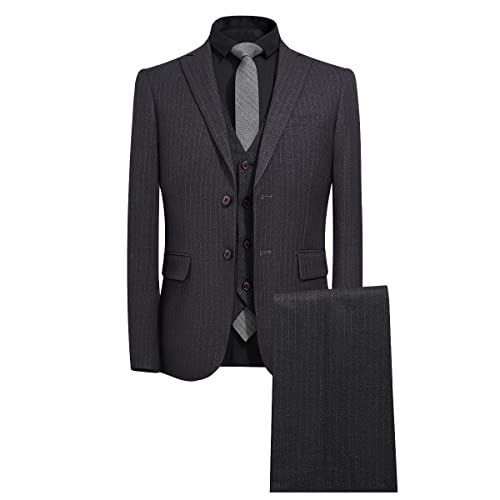 【ミラーユー】メンズ スーツセット スーツ スリーピース スリム 3XL グレー_M [ミラーユー] メンズ スーツセット スーツ