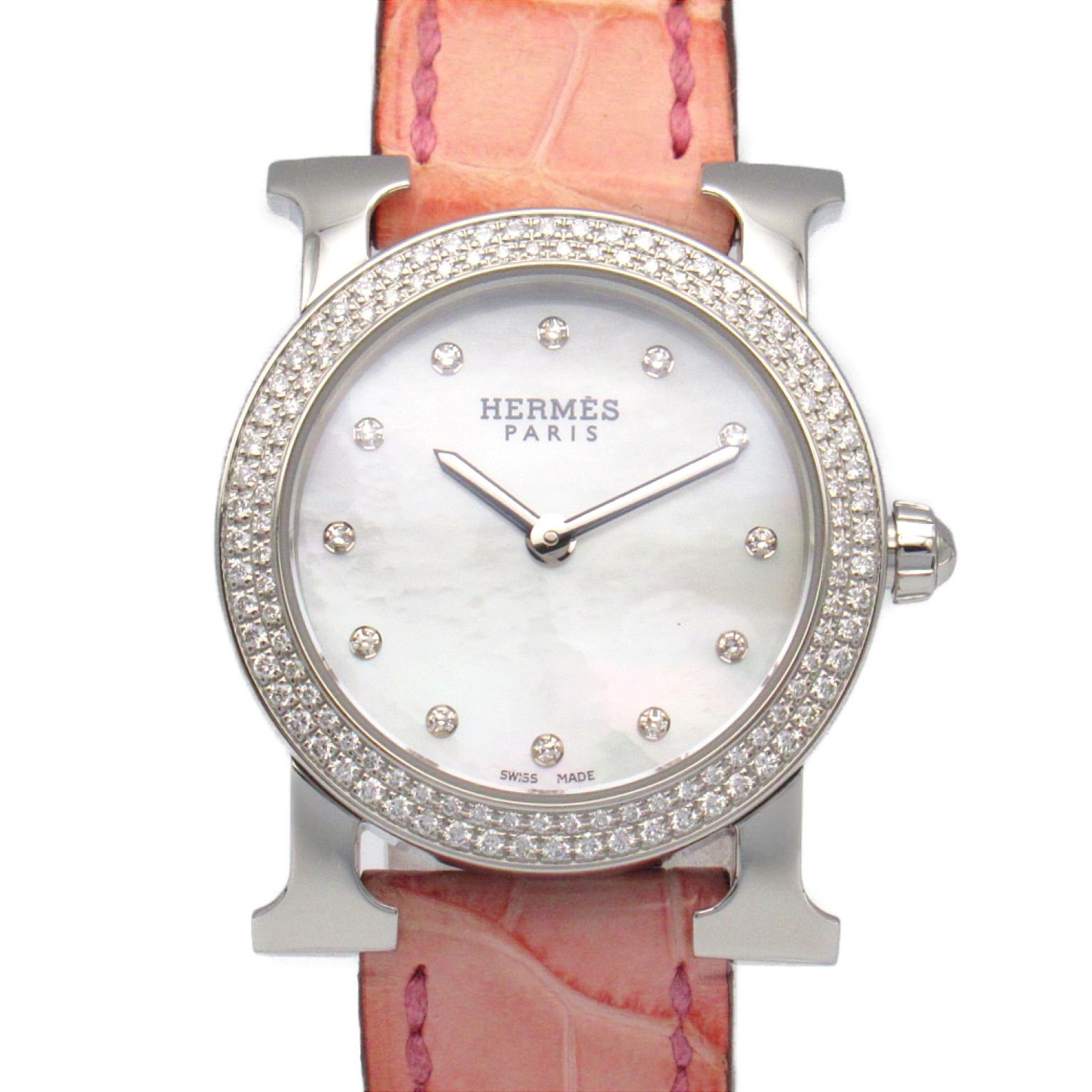 HERMES✨Hウォッチロンドダイヤモンドベゼル HERMES エルメス Hウォッチミニ ダイヤベゼル ブランドオフ