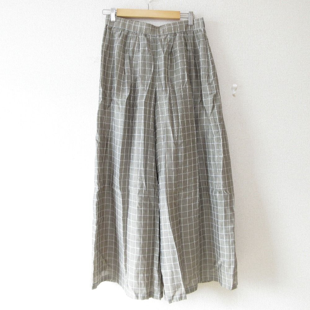 ♥ 24AW INGEBORG インゲボルグ ウィンドウチェックワイドパンツ イージー スラックス A2243FP 274 サイズ4 11号 ベージュ レディース 古着