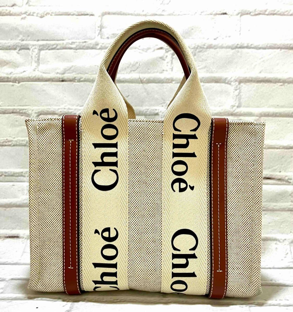 美品 Chloe / クロエ / ウッディ キャンバス スモールトートバッグ / 04 2175 65 / 保存袋付き - メルカリ