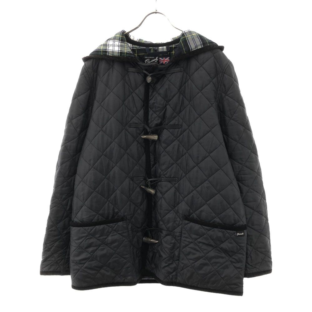 ラベンハム 英国製 フード付き キルティングコート XL ブラック系 LAVENHAM 裏チェック メンズ