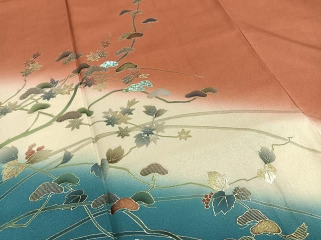 訪問着 流水草花文 たたき染め 金彩 正絹 逸品 - メルカリ