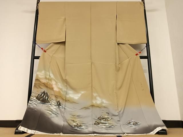 平和屋着物○色留訪問着 作家物 素描友禅 四季彩 夫婦岩 暈し染め 上代