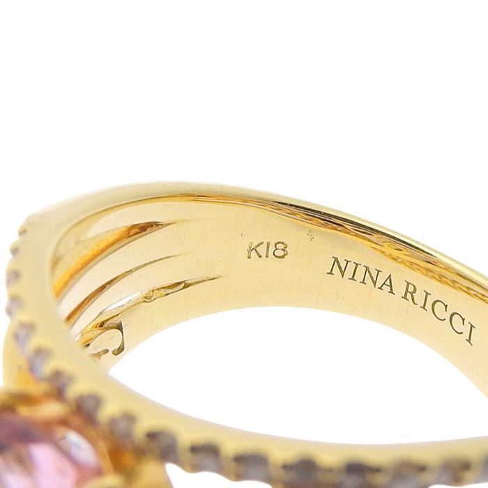 ニナリッチ　金色のクラシックリング NINA RICCI - 本物 ニナリッチ NINA RICC K18 YG Pt900 コンビ