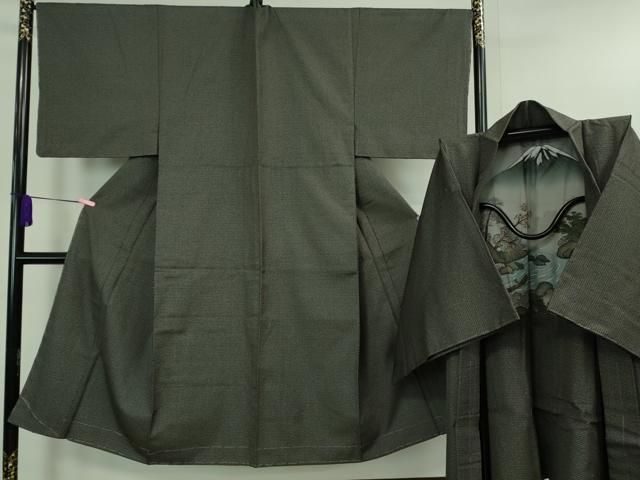 平和屋着物 上 男性 お召 アンサンブル 亀甲柄 ♥ DZAA9865kh5