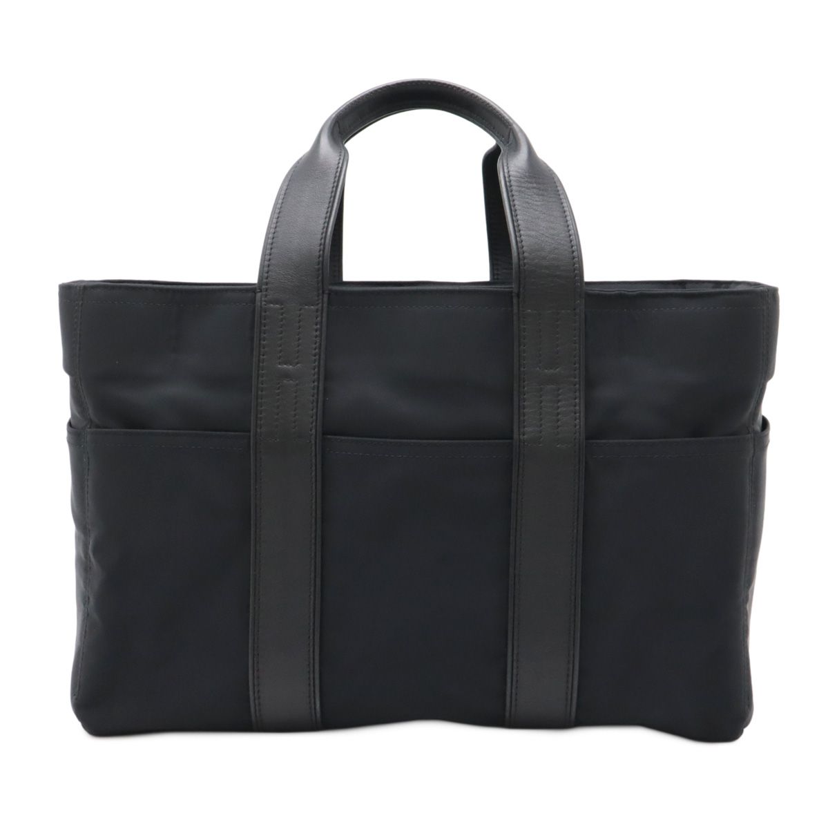 HERMES エルメス アカプルコMM トートMM トートバッグ ハンドバッグ ナイロン レザー ブラック 黒