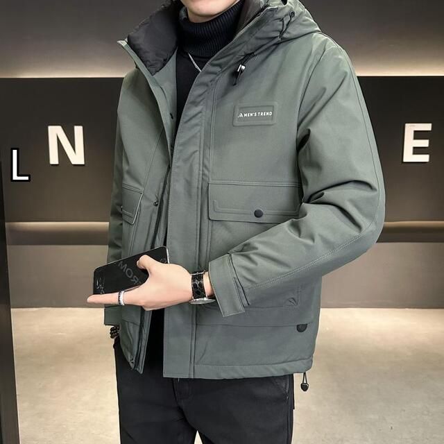 L 秋冬 コーデ メンズ 服 シンプル ファッション オシャレ 大人 かっこいい 大きいサイズ ストリート 紳士服 軽 薄手 ダウン ジャケット フード付き 厚手